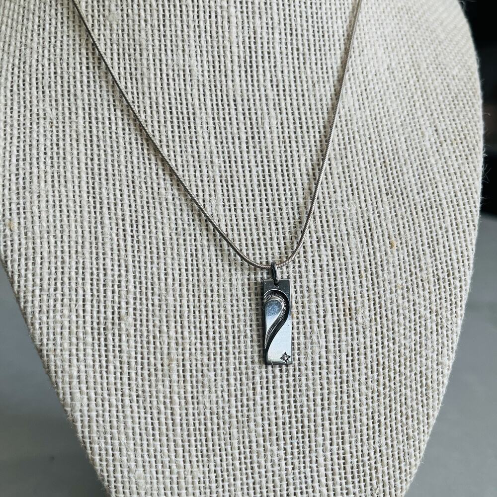 The Kiss Silver Pendant With Small Diamond Chip, silver chain "With you everyday